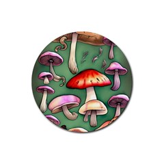 Glamour Mushroom For Enchantment And Bewitchment Rubber Round Coaster (4 Pack) by GardenOfOphir