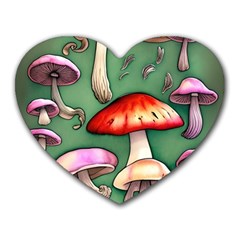 Glamour Mushroom For Enchantment And Bewitchment Heart Mousepad by GardenOfOphir