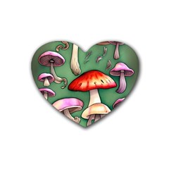 Glamour Mushroom For Enchantment And Bewitchment Rubber Heart Coaster (4 Pack) by GardenOfOphir