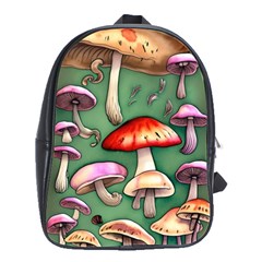 Glamour Mushroom For Enchantment And Bewitchment School Bag (large) by GardenOfOphir