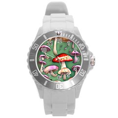 Glamour Mushroom For Enchantment And Bewitchment Round Plastic Sport Watch (l) by GardenOfOphir