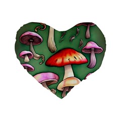 Glamour Mushroom For Enchantment And Bewitchment Standard 16  Premium Heart Shape Cushions by GardenOfOphir