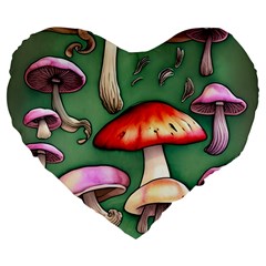 Glamour Mushroom For Enchantment And Bewitchment Large 19  Premium Flano Heart Shape Cushions by GardenOfOphir