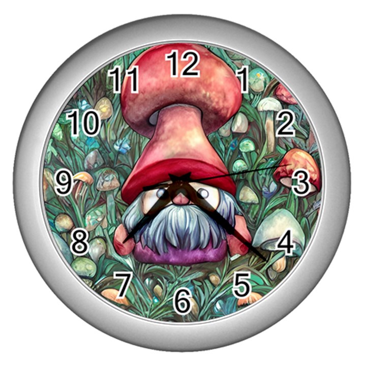 Black Art Mushroom For Incantation And Witchcraft Wall Clock (Silver)