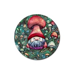 Black Art Mushroom For Incantation And Witchcraft Rubber Coaster (round) by GardenOfOphir