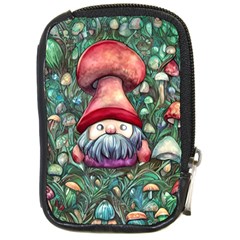 Black Art Mushroom For Incantation And Witchcraft Compact Camera Leather Case by GardenOfOphir