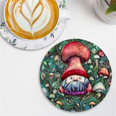 Black Art Mushroom For Incantation And Witchcraft Uv Print Round Tile Coaster by GardenOfOphir