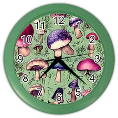 Presto Mushroom For Prestidigitation And Legerdemain Color Wall Clock by GardenOfOphir