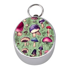 Presto Mushroom For Prestidigitation And Legerdemain Mini Silver Compasses by GardenOfOphir