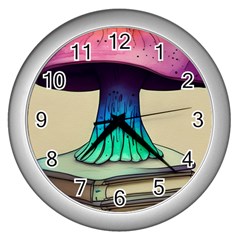 Forest Fairycore Mushroom Wall Clock (silver) by GardenOfOphir