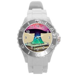 Forest Fairycore Mushroom Round Plastic Sport Watch (l) by GardenOfOphir