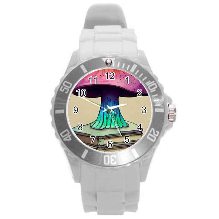 Forest Fairycore Mushroom Round Plastic Sport Watch (L)