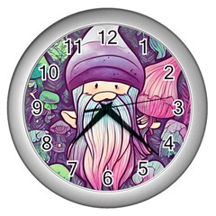 Foraging Mushroom Wall Clock (silver)