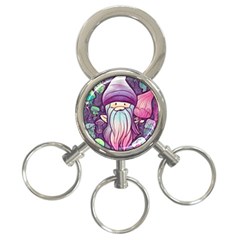 Foraging Mushroom 3-ring Key Chain by GardenOfOphir