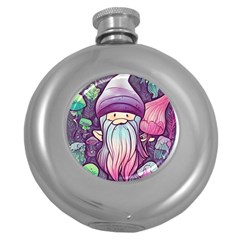 Foraging Mushroom Round Hip Flask (5 Oz) by GardenOfOphir