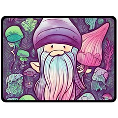 Foraging Mushroom One Side Fleece Blanket (large) by GardenOfOphir