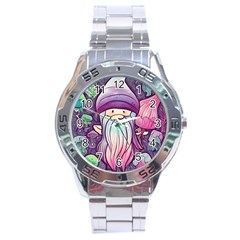 Foraging Mushroom Stainless Steel Analogue Watch by GardenOfOphir