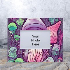 Foraging Mushroom White Tabletop Photo Frame 4 x6  by GardenOfOphir