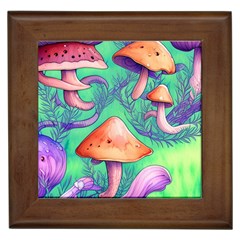 Natural Mushroom Illustration Design Framed Tile by GardenOfOphir