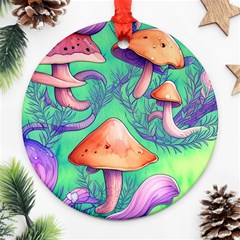 Natural Mushroom Illustration Design Ornament (round) by GardenOfOphir