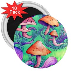 Natural Mushroom Illustration Design 3  Magnets (10 Pack)  by GardenOfOphir