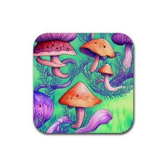 Natural Mushroom Illustration Design Rubber Coaster (square) by GardenOfOphir