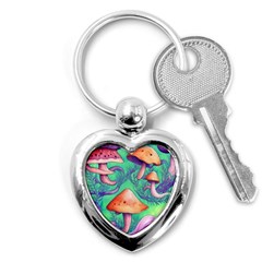 Natural Mushroom Illustration Design Key Chain (heart) by GardenOfOphir