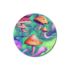 Natural Mushroom Illustration Design Rubber Coaster (round) by GardenOfOphir