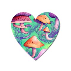 Natural Mushroom Illustration Design Heart Magnet by GardenOfOphir