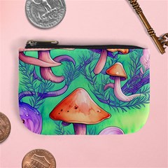 Natural Mushroom Illustration Design Mini Coin Purse by GardenOfOphir