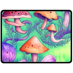 Natural Mushroom Illustration Design One Side Fleece Blanket (large) by GardenOfOphir