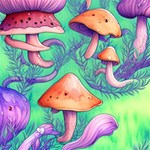 Natural Mushroom Illustration Design Play Mat (Square) Front