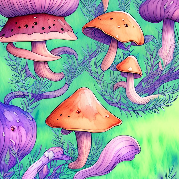 Natural Mushroom Illustration Design Play Mat (Square)