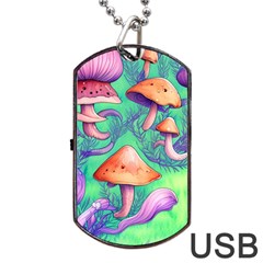 Natural Mushroom Illustration Design Dog Tag Usb Flash (one Side) by GardenOfOphir