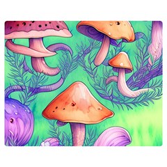 Natural Mushroom Illustration Design Premium Plush Fleece Blanket (medium) by GardenOfOphir