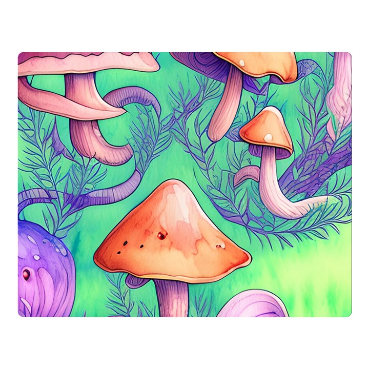 Natural Mushroom Illustration Design Premium Plush Fleece Blanket (Large)