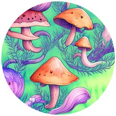 Natural Mushroom Illustration Design Wooden Puzzle Round by GardenOfOphir