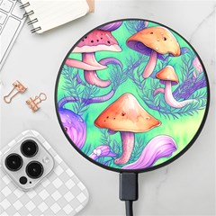 Natural Mushroom Illustration Design Wireless Fast Charger(black)