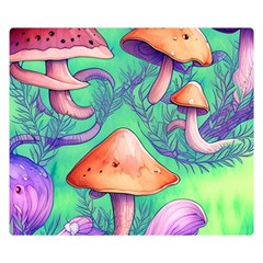 Natural Mushroom Illustration Design One Side Premium Plush Fleece Blanket (small) by GardenOfOphir