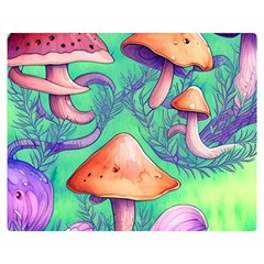 Natural Mushroom Illustration Design One Side Premium Plush Fleece Blanket (medium) by GardenOfOphir