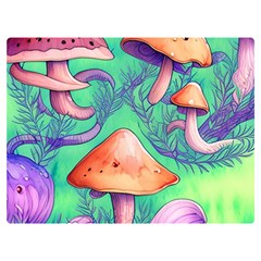 Natural Mushroom Illustration Design One Side Premium Plush Fleece Blanket (extra Small) by GardenOfOphir