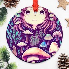 Fairy Mushroom Illustration Design Ornament (round) by GardenOfOphir