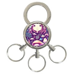 Fairy Mushroom Illustration Design 3-ring Key Chain by GardenOfOphir