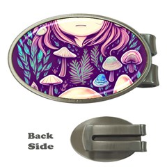 Fairy Mushroom Illustration Design Money Clips (oval)  by GardenOfOphir