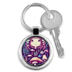 Fairy Mushroom Illustration Design Key Chain (round) by GardenOfOphir