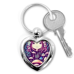 Fairy Mushroom Illustration Design Key Chain (heart) by GardenOfOphir