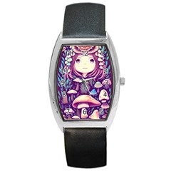 Fairy Mushroom Illustration Design Barrel Style Metal Watch by GardenOfOphir