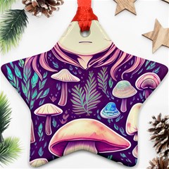 Fairy Mushroom Illustration Design Star Ornament (two Sides) by GardenOfOphir