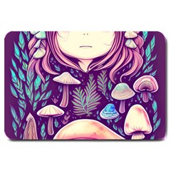 Fairy Mushroom Illustration Design Large Doormat by GardenOfOphir