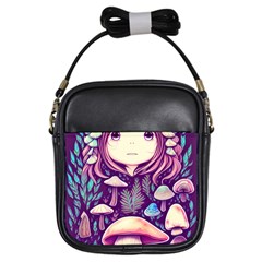 Fairy Mushroom Illustration Design Girls Sling Bag by GardenOfOphir